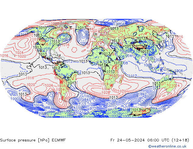 pressão do solo ECMWF Sex 24.05.2024 06 UTC