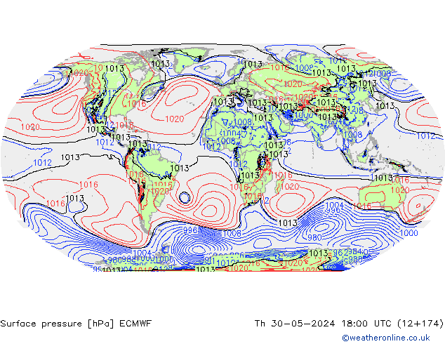 приземное давление ECMWF чт 30.05.2024 18 UTC