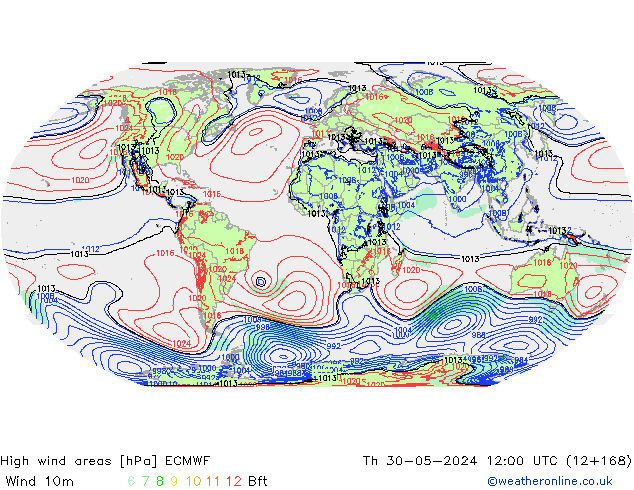 yüksek rüzgarlı alanlar ECMWF Per 30.05.2024 12 UTC