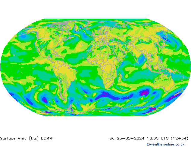 ветер 10 m ECMWF сб 25.05.2024 18 UTC