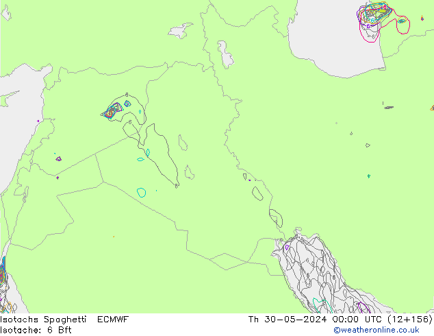 Isotaca Spaghetti ECMWF jue 30.05.2024 00 UTC