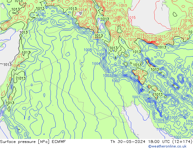 Surface pressure ECMWF Th 30.05.2024 18 UTC