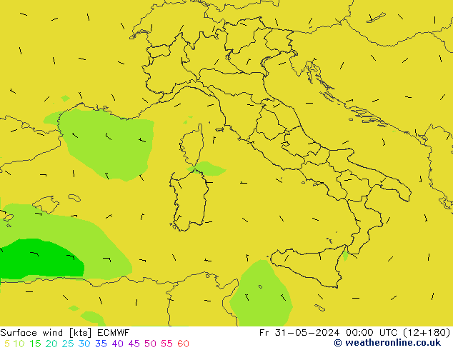 Surface wind ECMWF Pá 31.05.2024 00 UTC