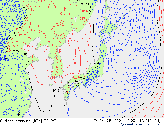 Yer basıncı ECMWF Cu 24.05.2024 12 UTC