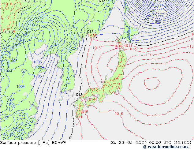 Presión superficial ECMWF dom 26.05.2024 00 UTC