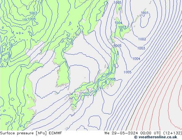 pression de l'air ECMWF mer 29.05.2024 00 UTC