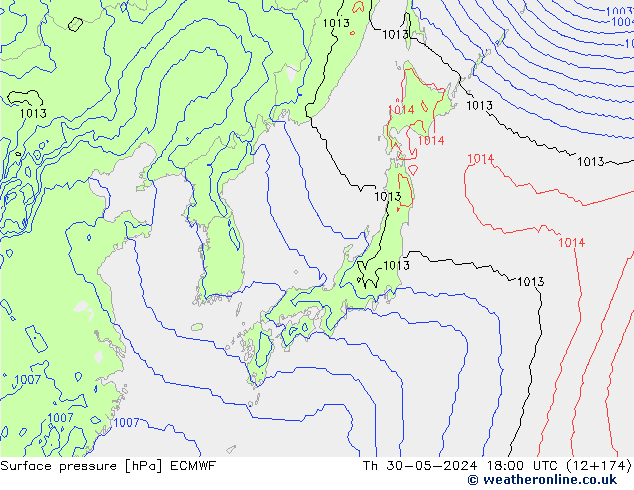 Luchtdruk (Grond) ECMWF do 30.05.2024 18 UTC