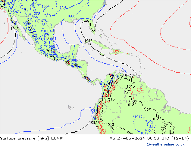 pressão do solo ECMWF Seg 27.05.2024 00 UTC