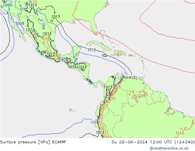 pression de l'air ECMWF dim 02.06.2024 12 UTC