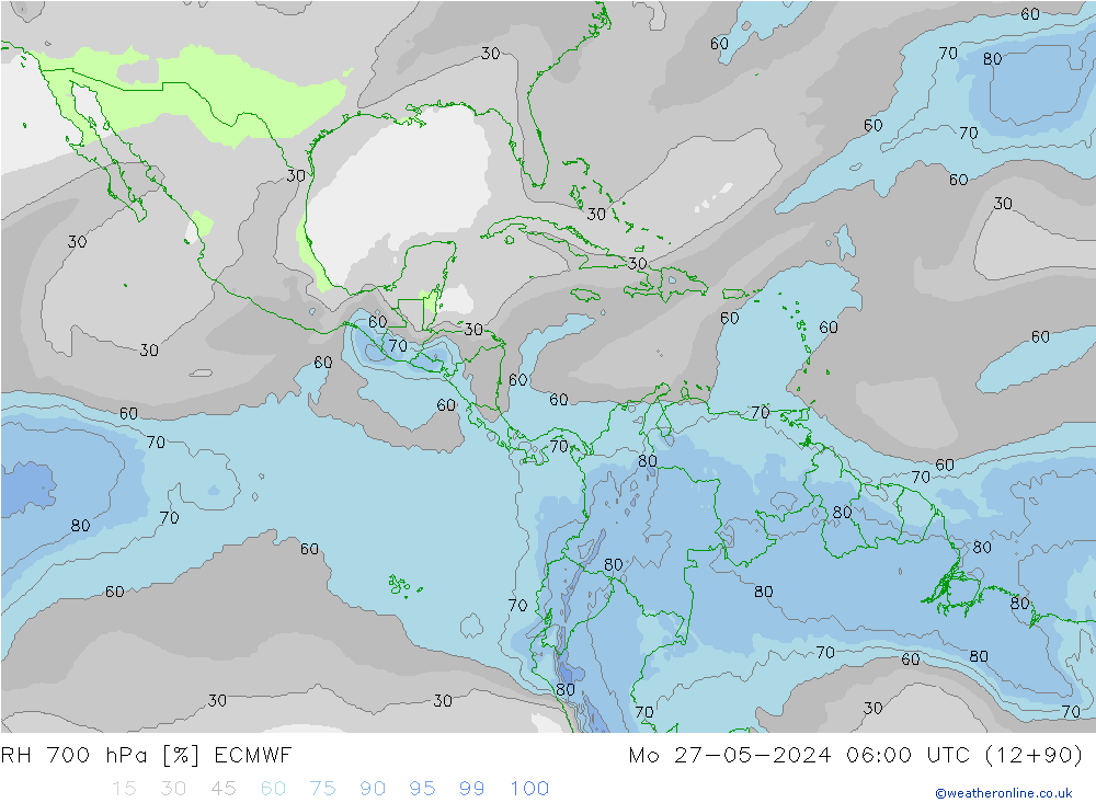 RH 700 hPa ECMWF Seg 27.05.2024 06 UTC