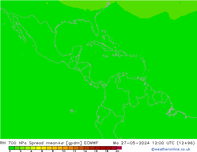 RH 700 hPa Spread ECMWF Mo 27.05.2024 12 UTC