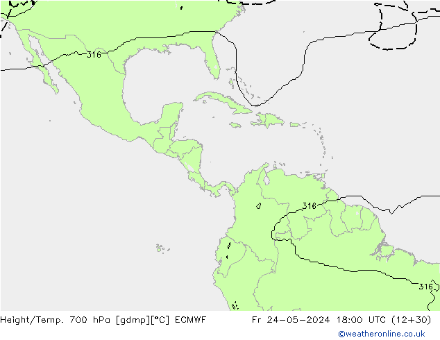 Height/Temp. 700 hPa ECMWF pt. 24.05.2024 18 UTC