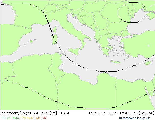 Straalstroom ECMWF do 30.05.2024 00 UTC