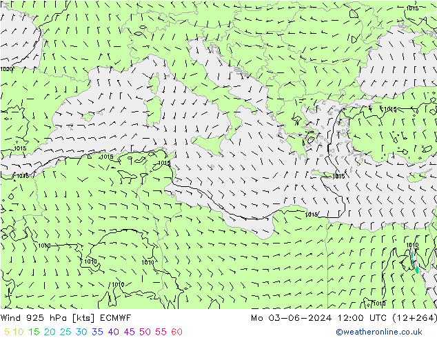 Vent 925 hPa ECMWF lun 03.06.2024 12 UTC