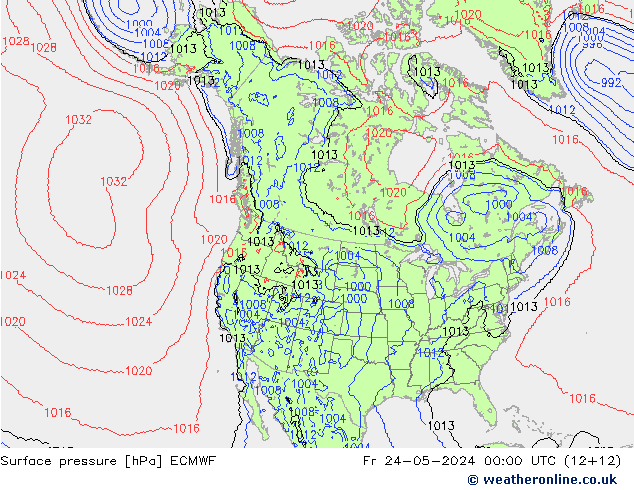 Surface pressure ECMWF Fr 24.05.2024 00 UTC