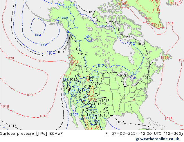 Surface pressure ECMWF Fr 07.06.2024 12 UTC