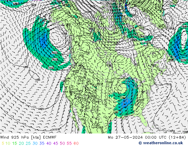 Wind 925 hPa ECMWF Mo 27.05.2024 00 UTC