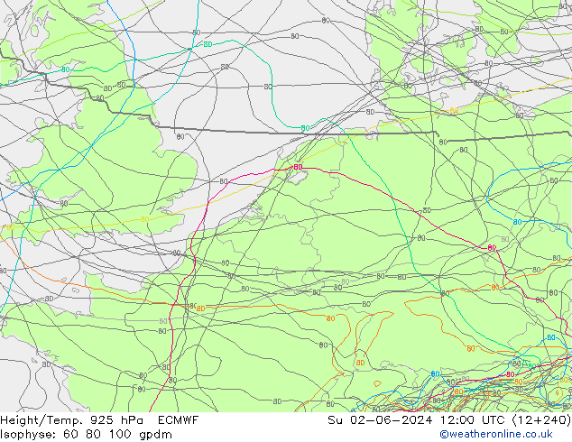 Height/Temp. 925 hPa ECMWF nie. 02.06.2024 12 UTC