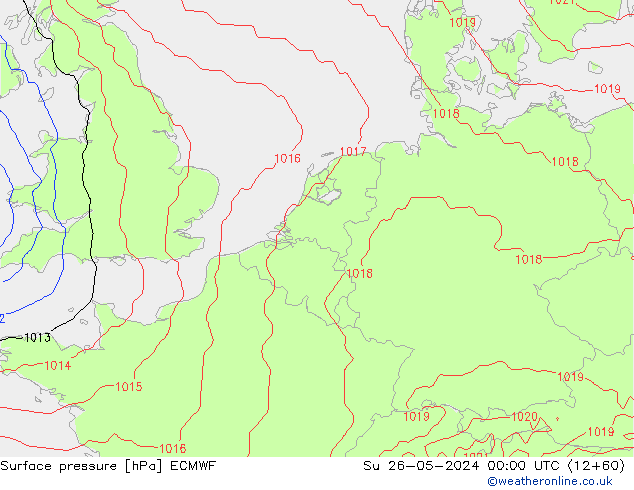 Pressione al suolo ECMWF dom 26.05.2024 00 UTC