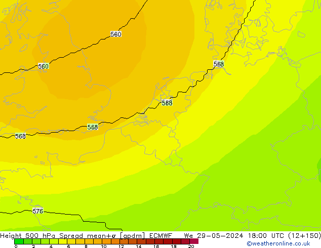 Height 500 hPa Spread ECMWF We 29.05.2024 18 UTC