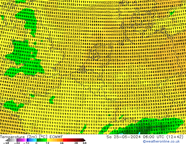 Temperature (2m) ECMWF Sa 25.05.2024 06 UTC