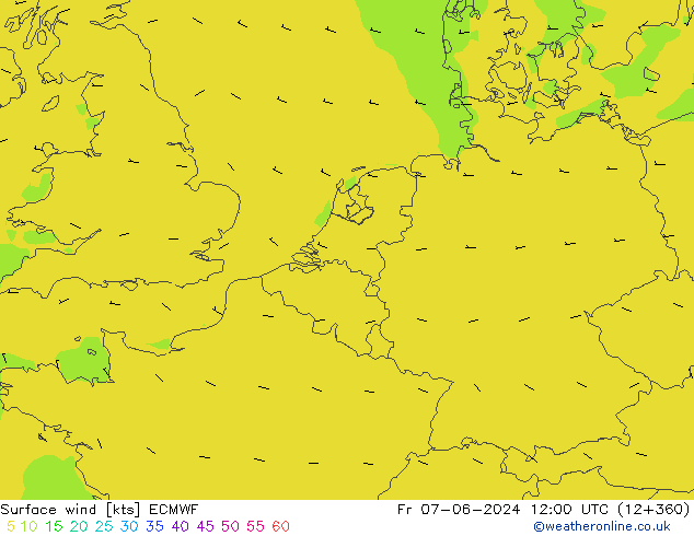 Bodenwind ECMWF Fr 07.06.2024 12 UTC