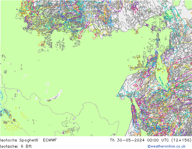 Isotachs Spaghetti ECMWF Th 30.05.2024 00 UTC