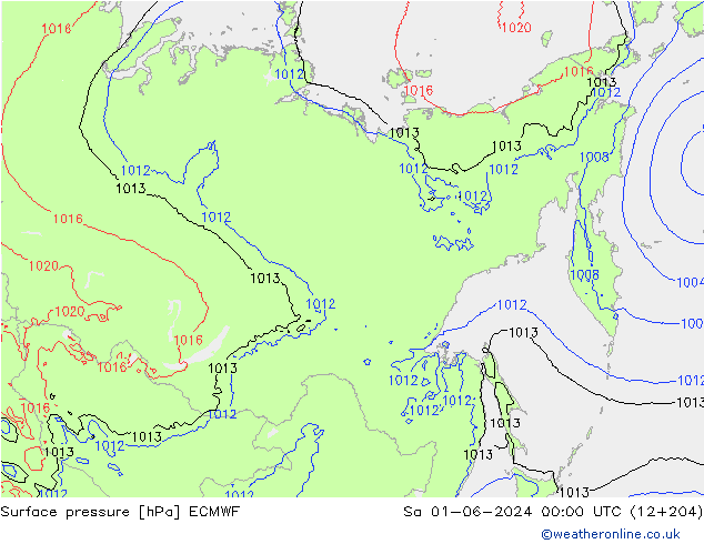 Pressione al suolo ECMWF sab 01.06.2024 00 UTC