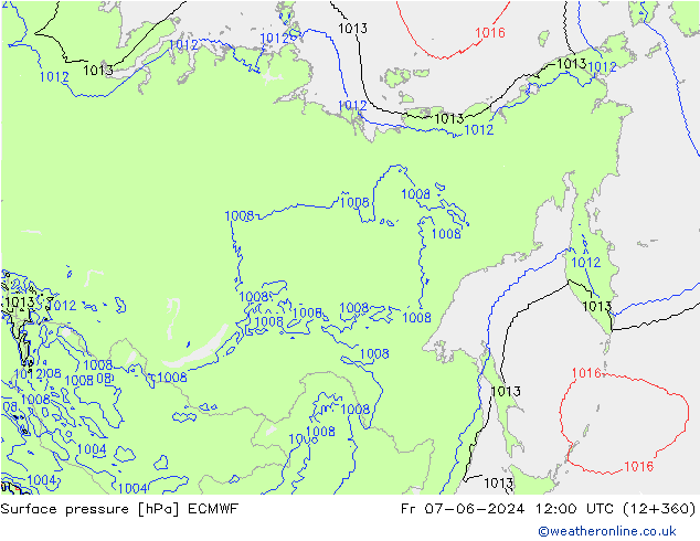 Surface pressure ECMWF Fr 07.06.2024 12 UTC