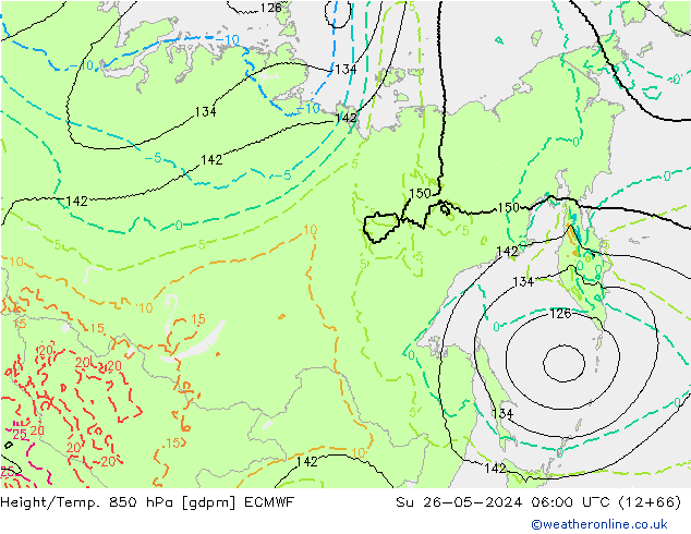 Yükseklik/Sıc. 850 hPa ECMWF Paz 26.05.2024 06 UTC