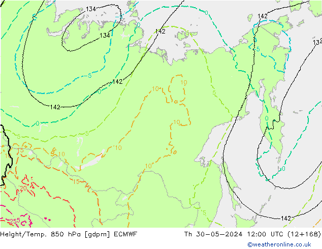 Height/Temp. 850 hPa ECMWF Čt 30.05.2024 12 UTC