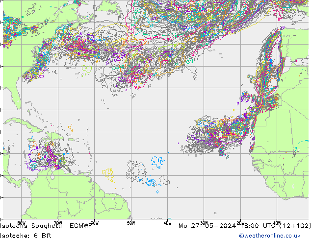 Isotachs Spaghetti ECMWF Mo 27.05.2024 18 UTC