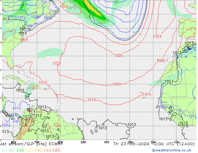 Jet stream/SLP ECMWF Th 23.05.2024 12 UTC