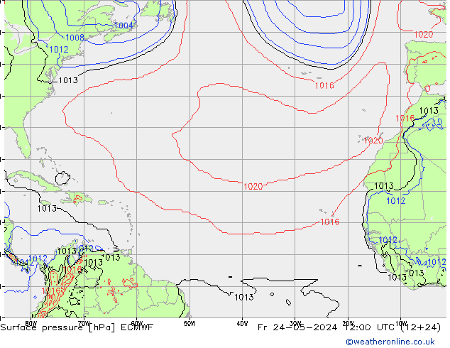 Surface pressure ECMWF Fr 24.05.2024 12 UTC