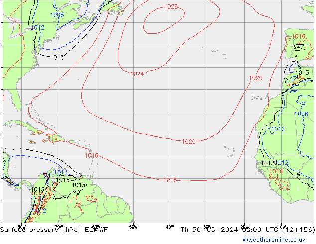 приземное давление ECMWF чт 30.05.2024 00 UTC