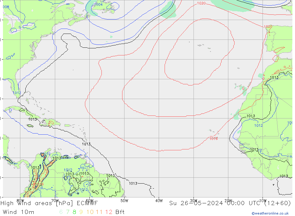 High wind areas ECMWF dom 26.05.2024 00 UTC