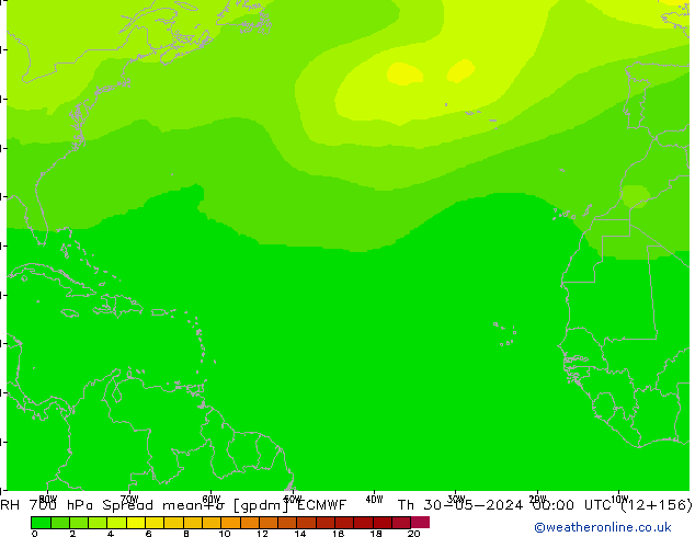 RH 700 hPa Spread ECMWF Th 30.05.2024 00 UTC