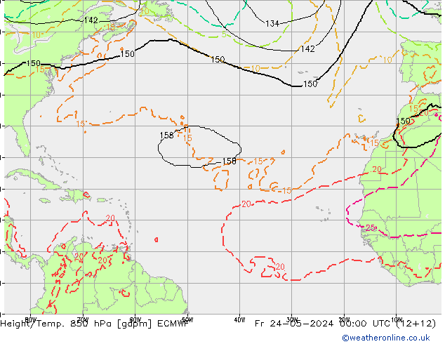 Height/Temp. 850 гПа ECMWF пт 24.05.2024 00 UTC