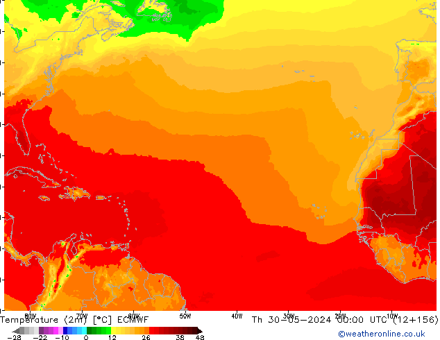 Sıcaklık Haritası (2m) ECMWF Per 30.05.2024 00 UTC