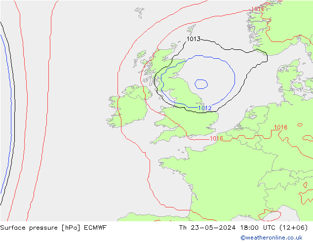 Surface pressure ECMWF Th 23.05.2024 18 UTC