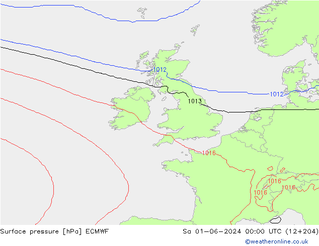 Surface pressure ECMWF Sa 01.06.2024 00 UTC