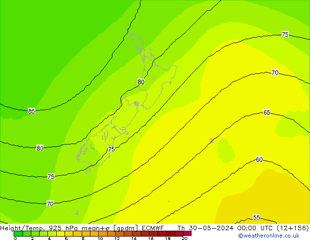 Height/Temp. 925 hPa ECMWF Qui 30.05.2024 00 UTC