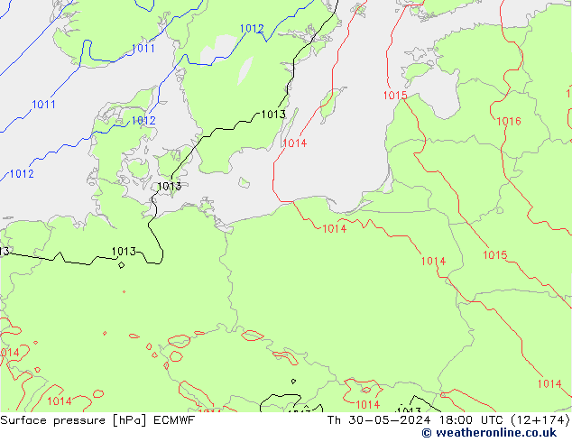 Pressione al suolo ECMWF gio 30.05.2024 18 UTC