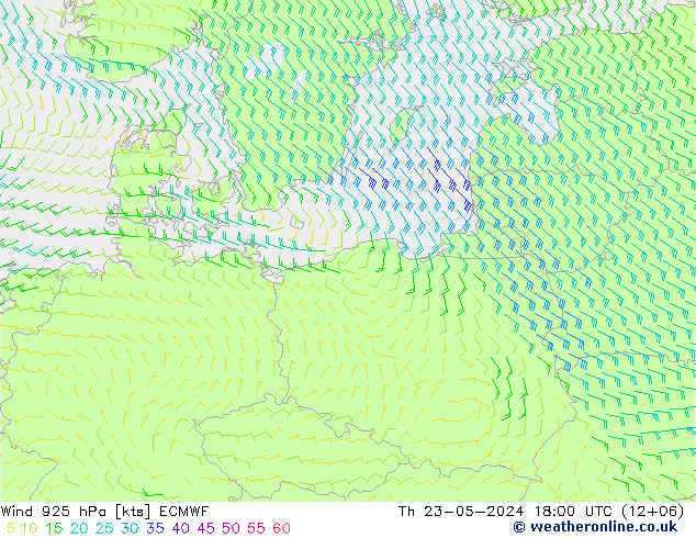 Wind 925 hPa ECMWF Th 23.05.2024 18 UTC