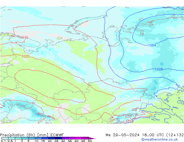 Precipitazione (6h) ECMWF mer 29.05.2024 00 UTC