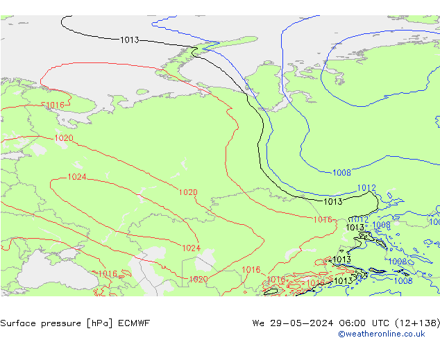 Pressione al suolo ECMWF mer 29.05.2024 06 UTC