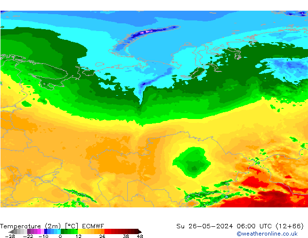 Temperatura (2m) ECMWF Dom 26.05.2024 06 UTC