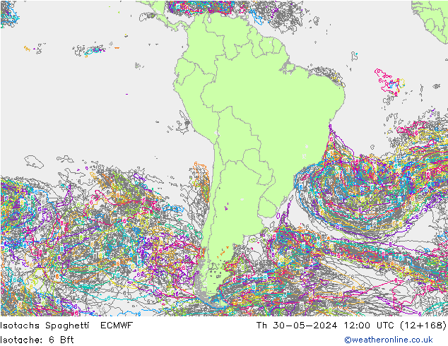 Isotachs Spaghetti ECMWF  30.05.2024 12 UTC