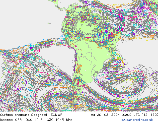 Surface pressure Spaghetti ECMWF We 29.05.2024 00 UTC