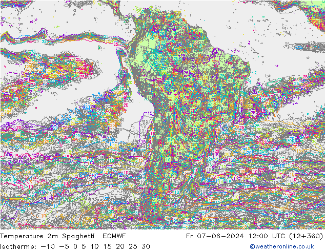 Temperaturkarte Spaghetti ECMWF Fr 07.06.2024 12 UTC